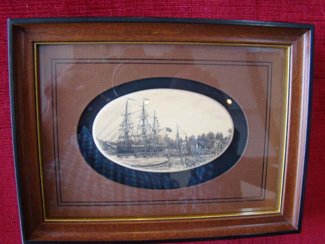 A vintage faux scrimshaw medallion by artist Stephen Barlow circa 1978 — image 2